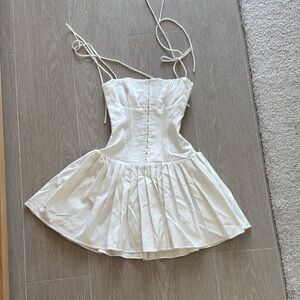 House of CB Marcy Pintuck White Corset Dress